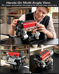 4-Cylinder Engine Model Kit for Adults, 918PCS Mini Working Model | with Moving