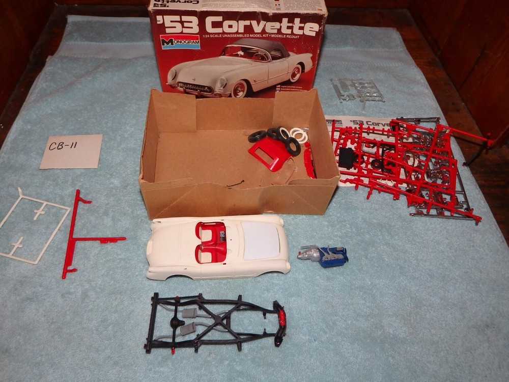 Monogram 1953 Chevy Corvette 1/24 Scale Model Kit SEMI ASSEMBLED PARTS ONLY