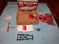 Monogram 1953 Chevy Corvette 1/24 Scale Model Kit SEMI ASSEMBLED PARTS ONLY
