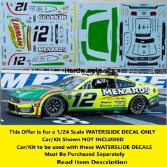 NASCAR DECAL #12 MENARDS LIBMAN 2025 FORD MUSTANG R BLANEY 1/24 NEW HAMPSHIRE