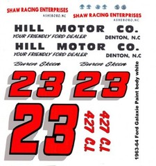 #23 Buren Skeen Hill Motor Company 1964 Ford 1/24th Scale Waterslide Decals