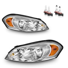 Headlights OE Replacement Clear Lens I Chrome Housing I Amber Reflector
