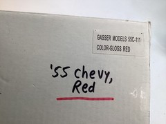 10” solid resin Gasser ‘55 Chevy 55CC-111 MODEL hot rod car red new (L9)