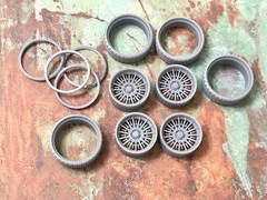 Resin 22 In. “Amer.Racing Windsor” Wheels, W/One In. Whitewalls,1/24 1/25 Scale