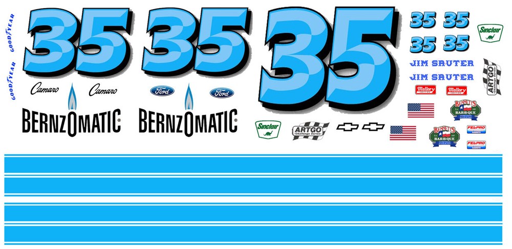 #35 JIM SAUTER Bernzomatic 1/18th Scale Waterslide Decal