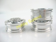 C Set 1/14 R/C 3-Axle 6X4 Tractor Truck ALLOY WHEELS SILVER RIms re Tamiya
