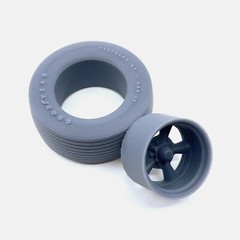 1/12 Resin 15 inch Torq Thrust D Wheels, Goodyear Polyglas Tires, and Brakes