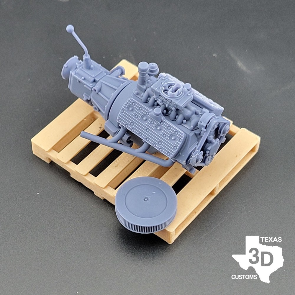Ford Flathead V8 with 4bbl intake model engine resin 3D printed 1:24-1:8 scale