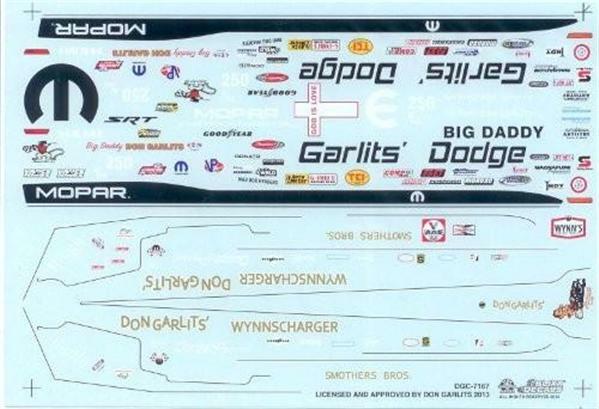 Slixx 7167 Swamp Rat 12c T/F- Drag Pak Challenger Don Garlits Drag decal