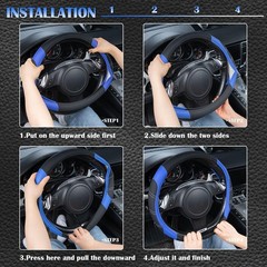 Car Pass Line Rider Microfiber Leather Sporty Steering Wheel Cover Universal