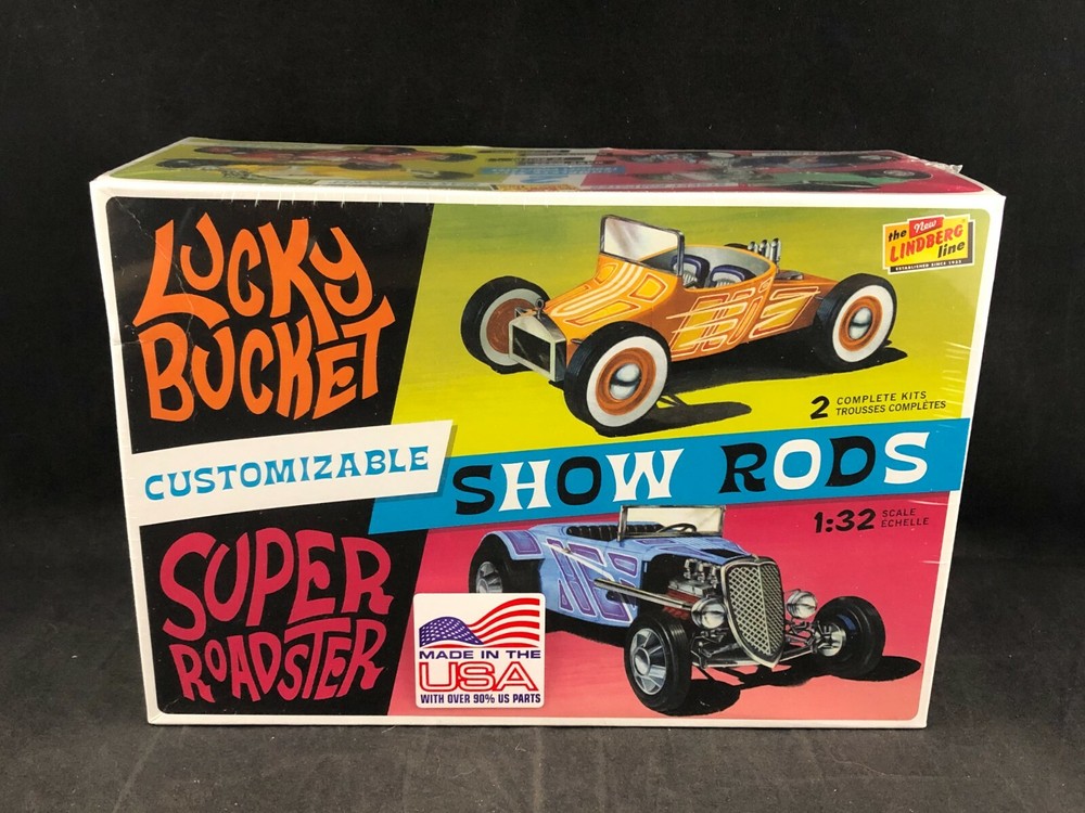 Lindberg Lucky Bucket & Super Roadster Customizable Show Rods 1:32 SC Kit HL136