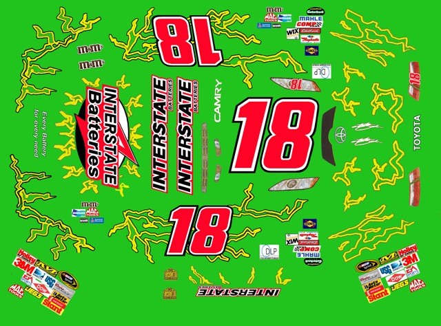 #18 Kyle Busch Interstate Batteries 2008 1/24th Scale Nascar Waterslide Decals