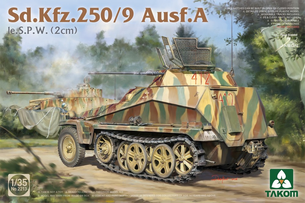 TAKOM 2213 1/35 Scale Sd.Kfz.250/9 Ausf.A Ie.S.P.W. (2cm) Assembly Model kit