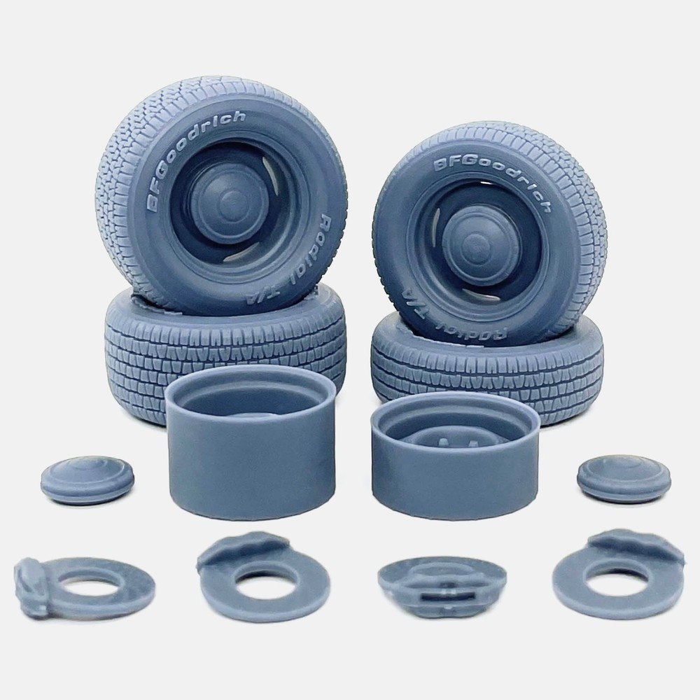1/18 Resin 15 inch Mopar Steelie Wheels, BFGoodrich Radial T/A Tires, and Brakes