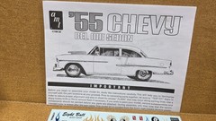 1955 Chevy Bel Air 1/25 scale DECALS & INSTRUCTIONS NEW Model Kit PARTS AMT