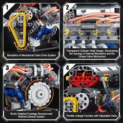 DIY V8 Engine Model Kit – App-Controlled, Visible Motor & Lights, STEM Toy 14+