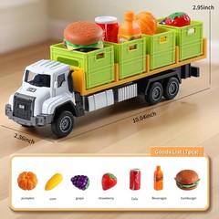 GLW Food Transport Truck Toy for Age 3-8 Kids – 1:55 Alloy 10 Inch, Green