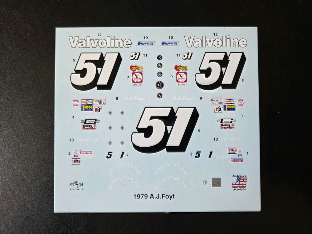 1979 A.J. Foyt #51 Valvoline Olds 1:24 Car Decal – Waterslide Salvino’s Decals
