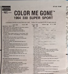64 DODGE 330 COLOR ME GONE – INSTRUCTIONS – LINDBERG – MODEL CAR KIT PARTS LOT