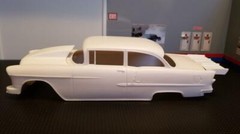 Resin Rear Spoiler & Outlaw Hood Combo for ’55 Chevy Bel Air Sedan 1/25.