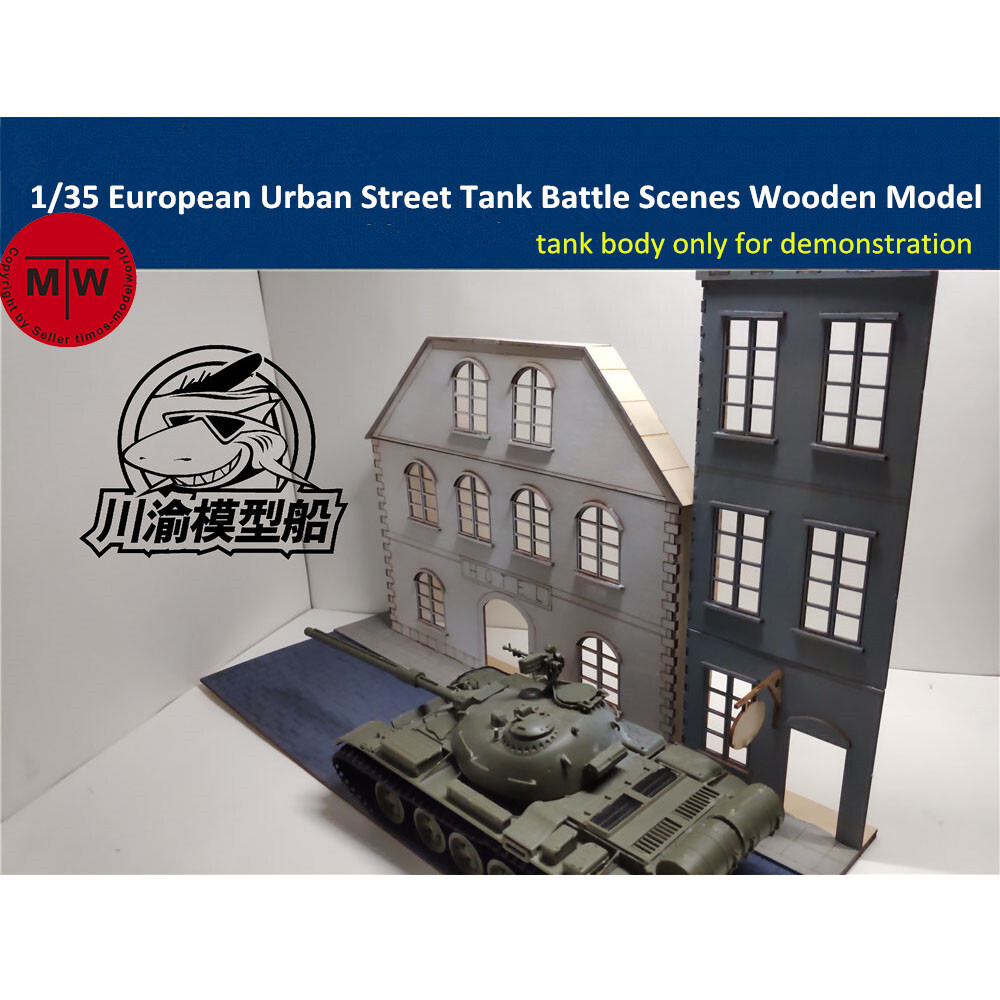 1/35 European Urban Street Scenes Diorama DIY Wooden Assembly Model Kit