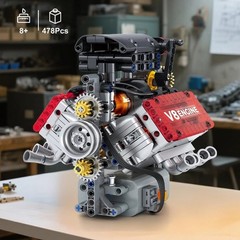 Educational 478 PCS V8 Engine Building Set – Fun STEM Activity for Kids & Adults