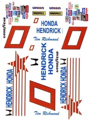 #0 TIM RICHMOND #0 Hendrick Honda 1/32nd Scale Waterslide Decals