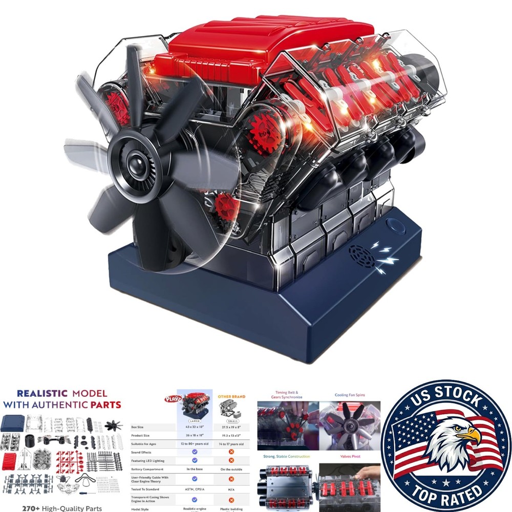 Visible Mini V8 Engine Kit – Interactive STEM Toy for Adults & Kids