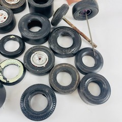 Vintage Model Car Parts Lot 1/24 1/25 Scale Tires Wheels Junkyard Scrap Building
