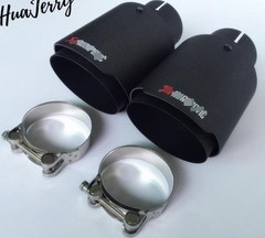 2PC Akrapovic Full Matte Carbon Fiber Exhaust tip 63mm-101mm Universal Tail pipe