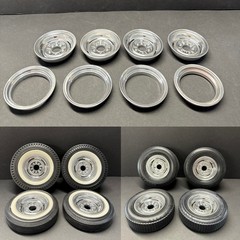 1:8 (4) Chrome Stock Steel Two Piece wheels Fits Monogram/Revell kits