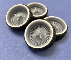 Resin 22 In. Low Rider Dayton Style Wheels, W/One In. Whitewalls,1/24 1/25 Scale
