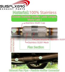 Exhaust Flex Pipe Universal Type Stainless Steel Heavy Duty 2.25″ X 8 X 12
