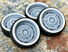 Resin 22 In. “Custom ‘63 Impala” Wheels, W/ One Inch Whitewalls,1/24 1/25 Scale