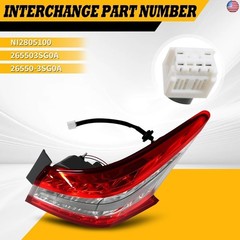 Outer Tail Light Assembly w/Bulbs Passenger Side Compatible with Sentra 2013