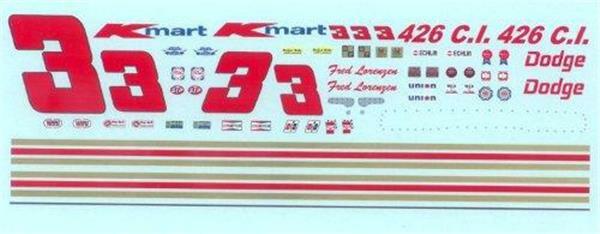 Speedway Replicas #3 K Mart 1969 Fred Lorenzen Nascar decal