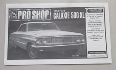AMT ERTL ’64 PRO SHOP 1964 FORD GALAXIE 500 XL 1/25 SCALE MODEL CAR KIT 30057