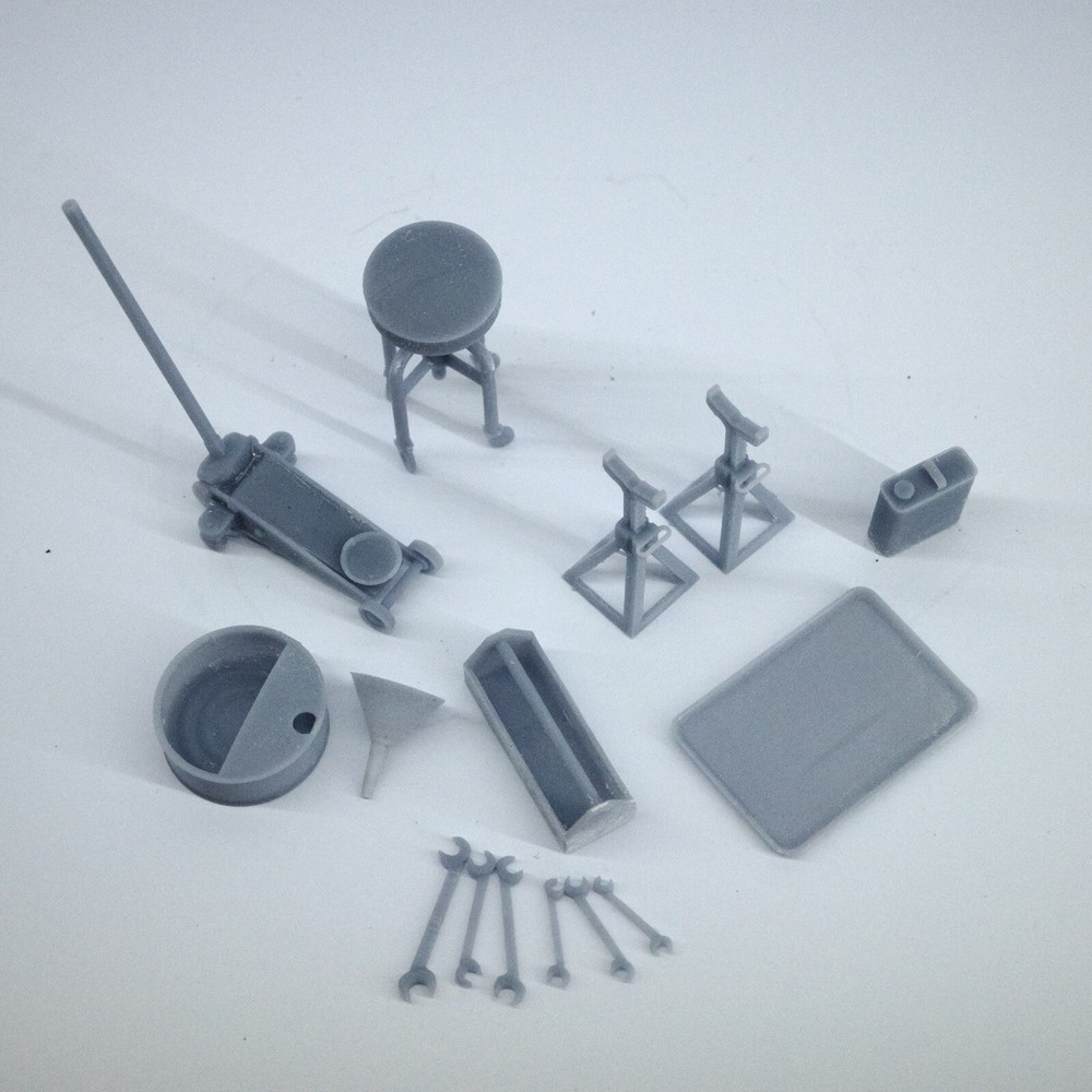 1/25 1/24 Scale Tools 3d Resin Oil Change Kit With Jack And Stands