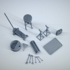 1/25 1/24 Scale Tools 3d Resin Oil Change Kit With Jack And Stands