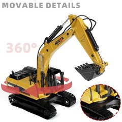 1/40 Scale Diecast Excavator Model Toy 360° Rotating Movable Arm Gift Box Men