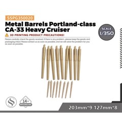 SSPG350020 1/350 Barrels For Portland-class CA-33 Heavy Cruiser 203mm*9 127mm*8
