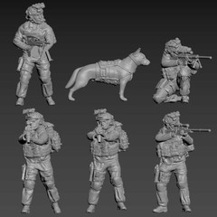 3D Printed 1/72/64/48 US Special Forces Squad Figures Unpainted Model