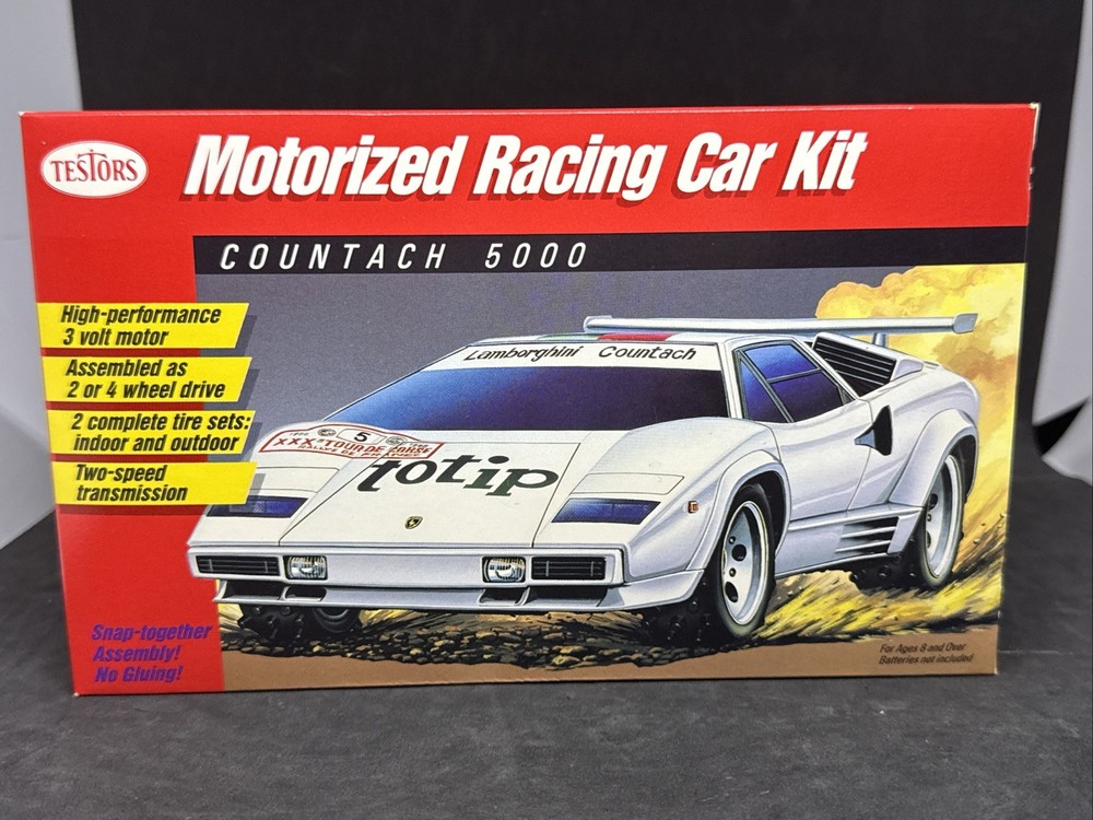 Vintage Rare Testors Motorized Racing Car Kit Lamborghini Countach 5000 New