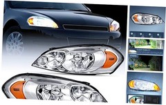 Headlight Assembly Compatible with 2006 2007 Chrome Housing + Amber Reflector
