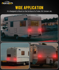 2X Double RV Trailer Camper Tail Lights 24-2835 LED Horizontal Vertical Surface