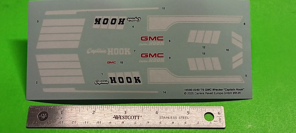 Wrecker Captain Hook 1979 GMC Tow Truck 1/25 Decal Sheet Waterslide Revell Model