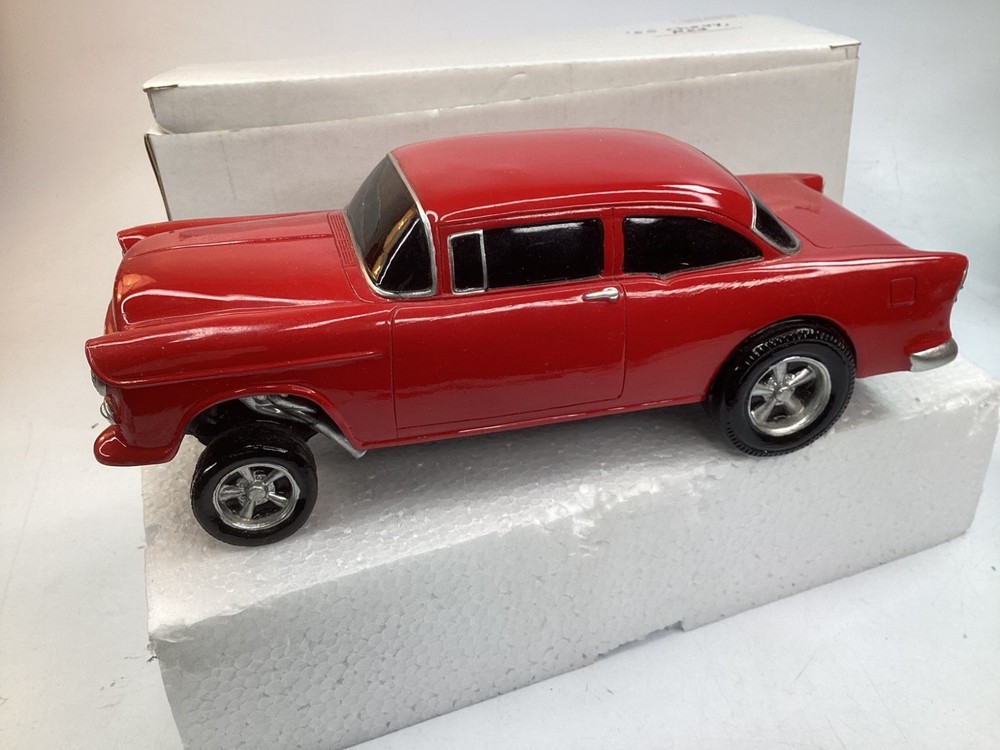 10” solid resin Gasser ‘55 Chevy 55CC-111 MODEL hot rod car red new (L9)