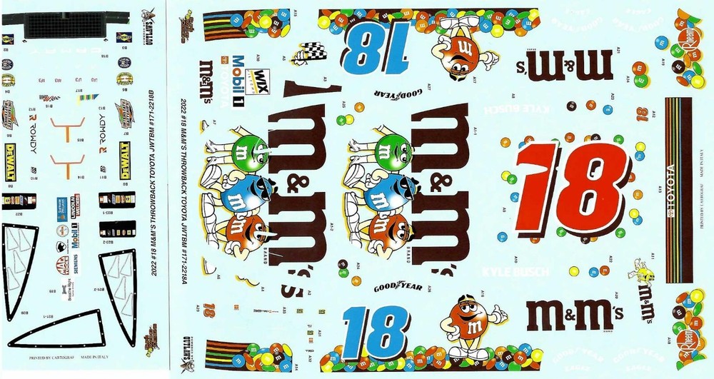 Just Want to Build a Model #18 M&Ms Throwback 2022 Kyle Busch 1/24 Nascar decal