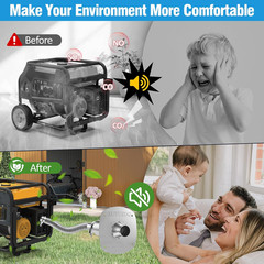 2026 Upgraded Generator Exhaust Silencer Kit with Three Universal Adapters and I