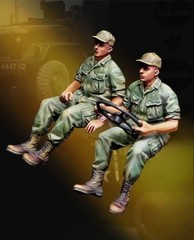 1/35 Scale Die-Cast Resin Figure Model Kit US Military Truck Crew 2 Figures U…